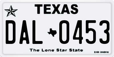 TX license plate DAL0453