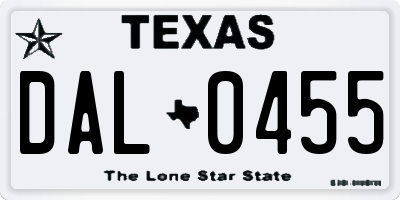 TX license plate DAL0455