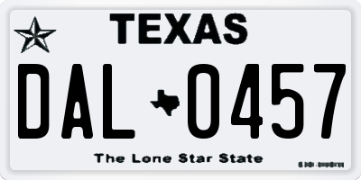 TX license plate DAL0457