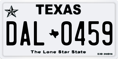 TX license plate DAL0459