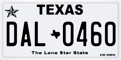 TX license plate DAL0460
