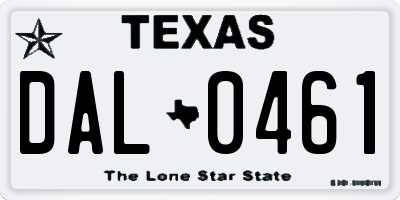 TX license plate DAL0461