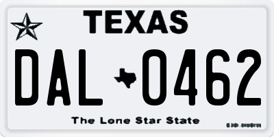 TX license plate DAL0462