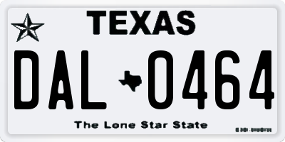 TX license plate DAL0464