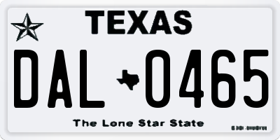 TX license plate DAL0465