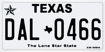 TX license plate DAL0466