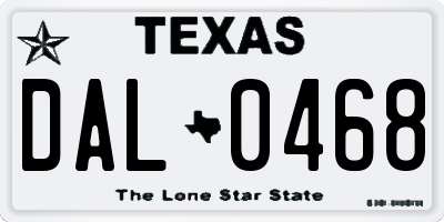 TX license plate DAL0468