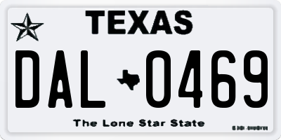 TX license plate DAL0469