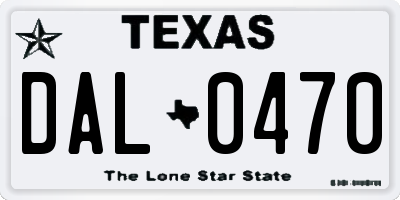 TX license plate DAL0470