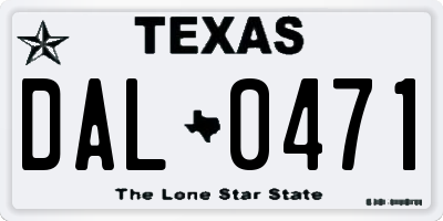 TX license plate DAL0471