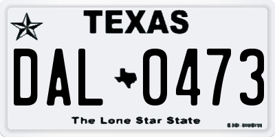 TX license plate DAL0473