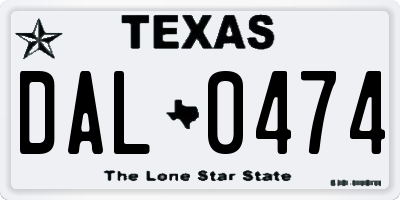 TX license plate DAL0474