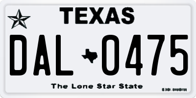 TX license plate DAL0475