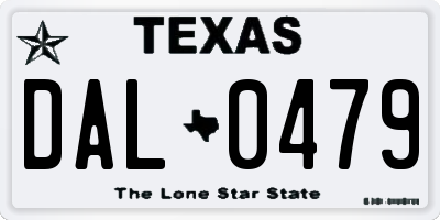 TX license plate DAL0479