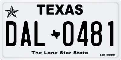 TX license plate DAL0481