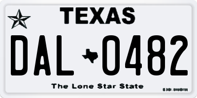 TX license plate DAL0482