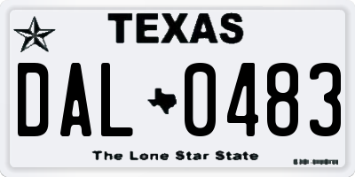 TX license plate DAL0483