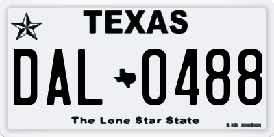 TX license plate DAL0488