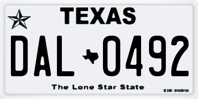 TX license plate DAL0492