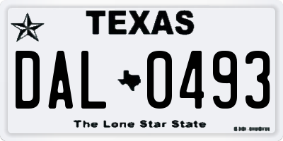 TX license plate DAL0493