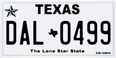 TX license plate DAL0499