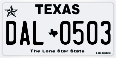 TX license plate DAL0503
