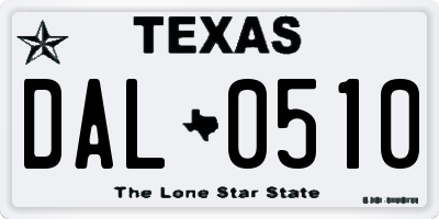 TX license plate DAL0510