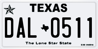 TX license plate DAL0511