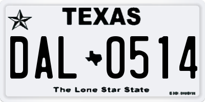 TX license plate DAL0514