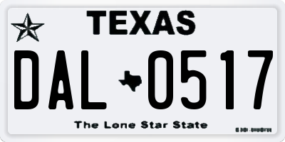 TX license plate DAL0517