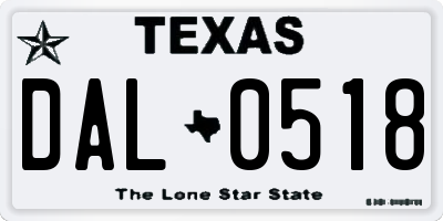 TX license plate DAL0518