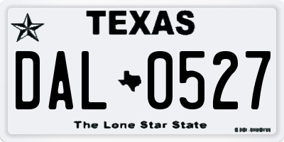 TX license plate DAL0527