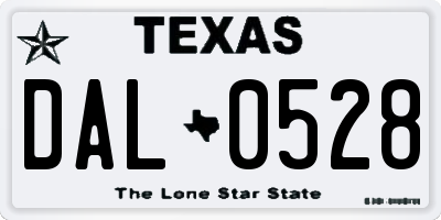 TX license plate DAL0528