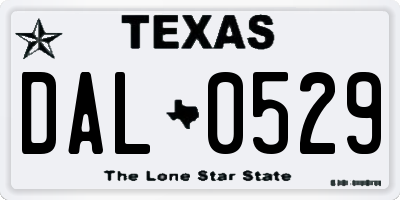 TX license plate DAL0529