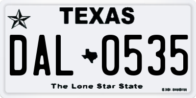 TX license plate DAL0535