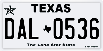 TX license plate DAL0536