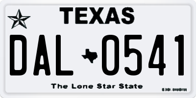 TX license plate DAL0541