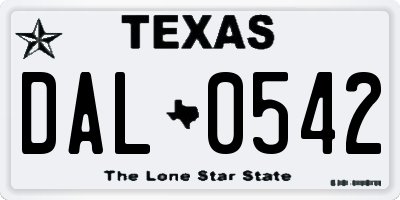 TX license plate DAL0542