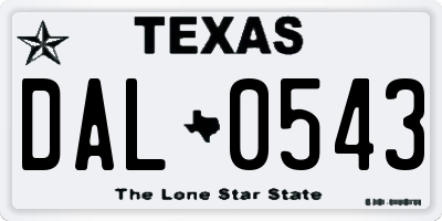 TX license plate DAL0543