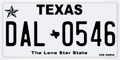 TX license plate DAL0546