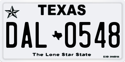 TX license plate DAL0548