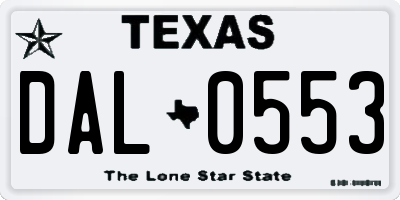 TX license plate DAL0553