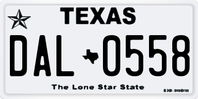 TX license plate DAL0558