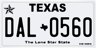 TX license plate DAL0560