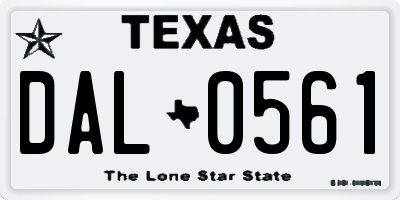 TX license plate DAL0561