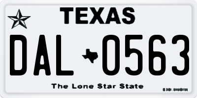 TX license plate DAL0563