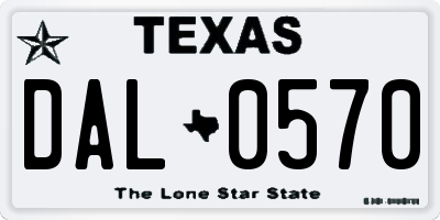 TX license plate DAL0570