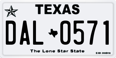 TX license plate DAL0571