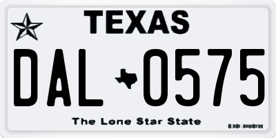 TX license plate DAL0575
