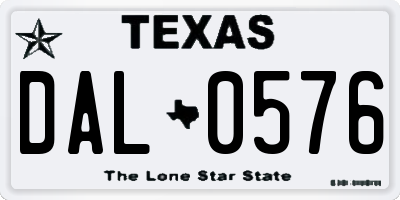 TX license plate DAL0576